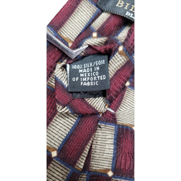Bill Blass Black Label Checkered  Red & Gold Classic Wide Silk Mens Neck Tie - Picture 6 of 10